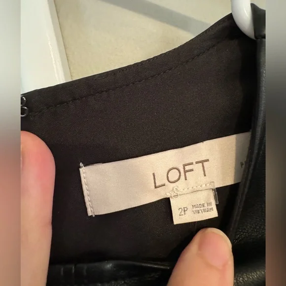 NWOT LOFT Short sleeve Black Leather Dress - Picture 5 of 7